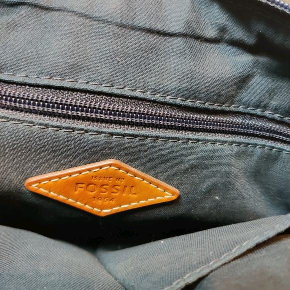 Fossil Purse Pink Striped Canvas Messenger Crossbody Bag Pink Brown White - Picture 7 of 10